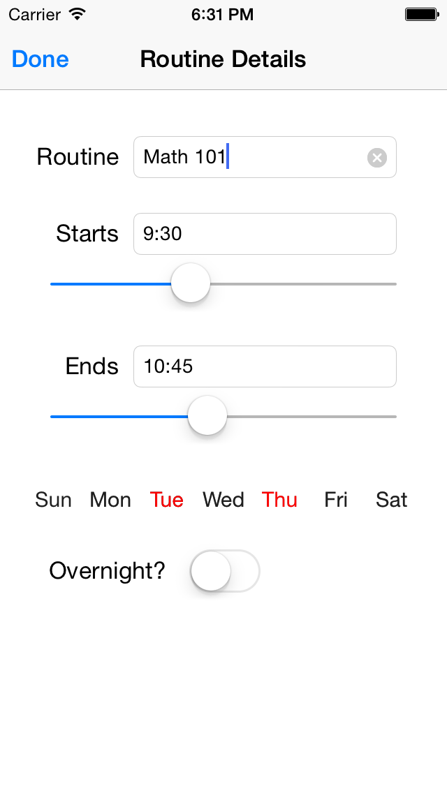 routine activity detail screenshot